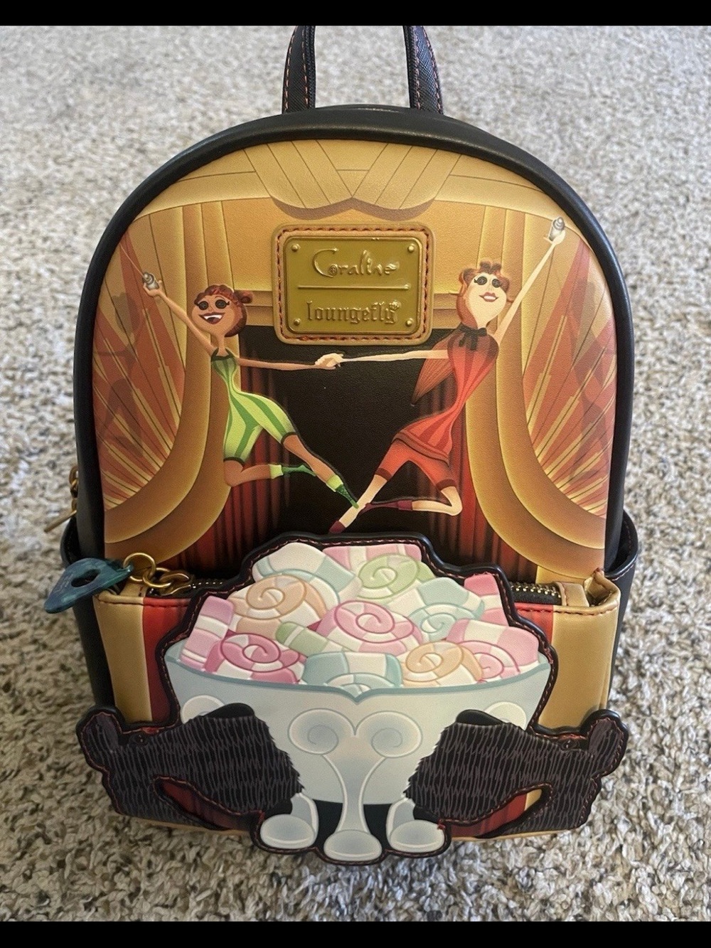 Exclusive Loungefly Laika Coraline Miss Spink & Miss Forcible Mini Backpack HTF